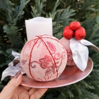Decor Craciun - hand made din piele naturala si lumanare cu led