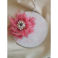 Decoratiune Craciun din piele naturala, pene si globuri sticla - design byRENA 