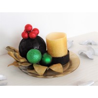 Decor Craciun - hand made din piele naturala si lumanare cu led
