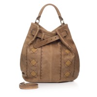 Geantă RENA din piele naturală cu aspect vintage şi broderii manuale, model Nadia RNXXL422-16V