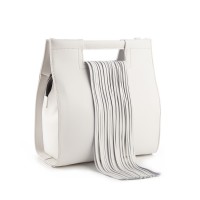 Geanta alba cu franjuri detasabili, model FRIDA RNXL3019-13N