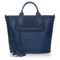 Geanta albastra din piele Safiano Kilt si piele intoarsa RNXL396-07S