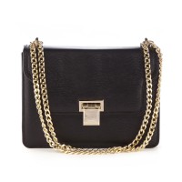 Geanta RENA neagra din piele naturala cu lant auriu, model GRACE RNM117-01N