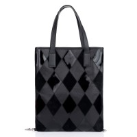 Geanta RENA neagra din piele naturala cu romburi, model FIORE RNXXL425-01N