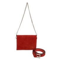 Mini-geanta GRACE din piele intoarsa rosie