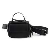 Mini geanta neagra RENA din piele naturala, model Carly RNS002-01N + curea