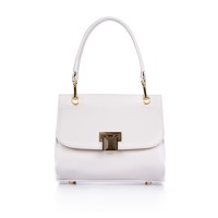 Poseta alba RENA din piele naturala, model Brianna RNM102-13N