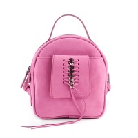  Rucsac fucsia piele naturala, accesorizat cu impletitura cu lant metalic, model SHEA RNL265-01I TW