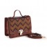Geanta RENA cu broderie manuala, din piele naturala maro-cognac model Ruby RNM121-16V